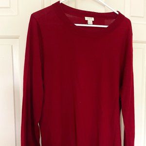 J. Crew XL Maroon Burgundy Red Merino Wool Crewneck Sweater